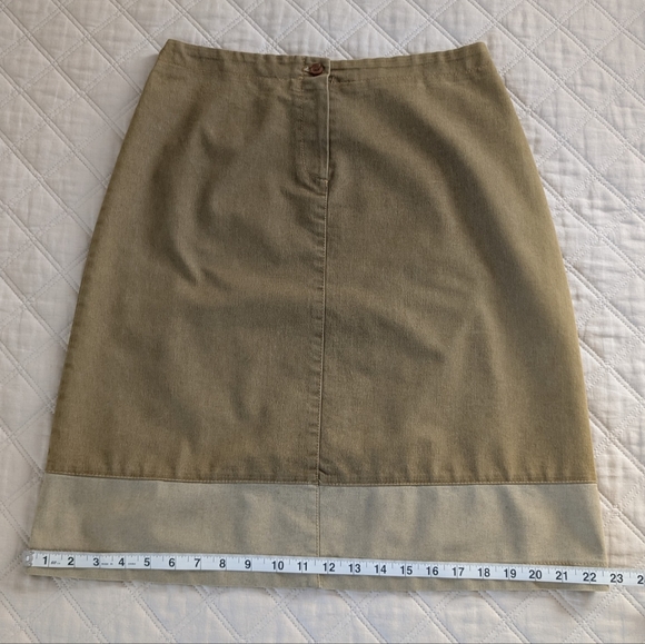 Monteau Vintage Knee Length Skirt Tan Khaki Green Medium - Picture 13 of 13